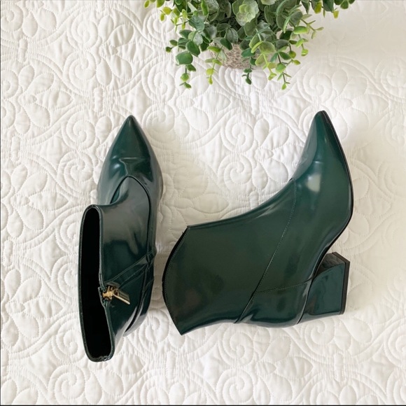TIBI Green Leather Western Ankle Boots 37.5 37 1/2 $699 - Picture 6 of 12